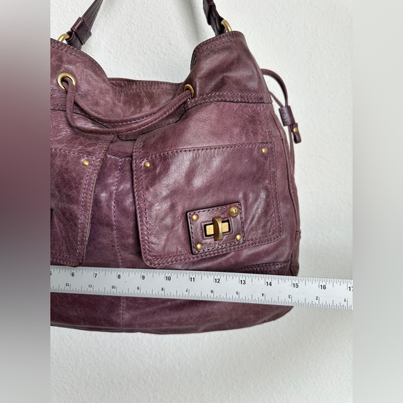 Vintage y2k Juicy Couture Lavender Purple Distressed Leather Large Shoulder - Picture 11 of 12
